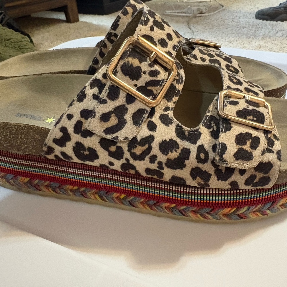 Leopard Print Platform Sandals